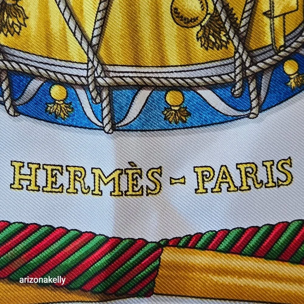 Hermès 'Les Tambours' Silk Scarf Red